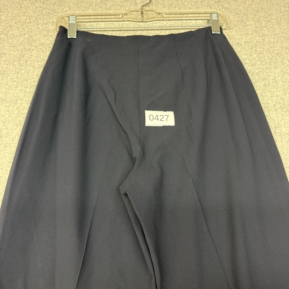 Piazza Sempione Dress Pants IT 44 US 8 Navy Blue Wide Leg Stretch Wool Side Zip - Picture 9 of 9